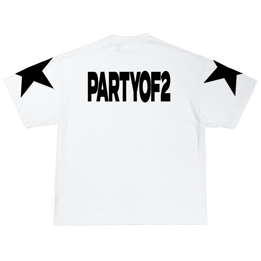 Partyof2 White T-Shirt Back