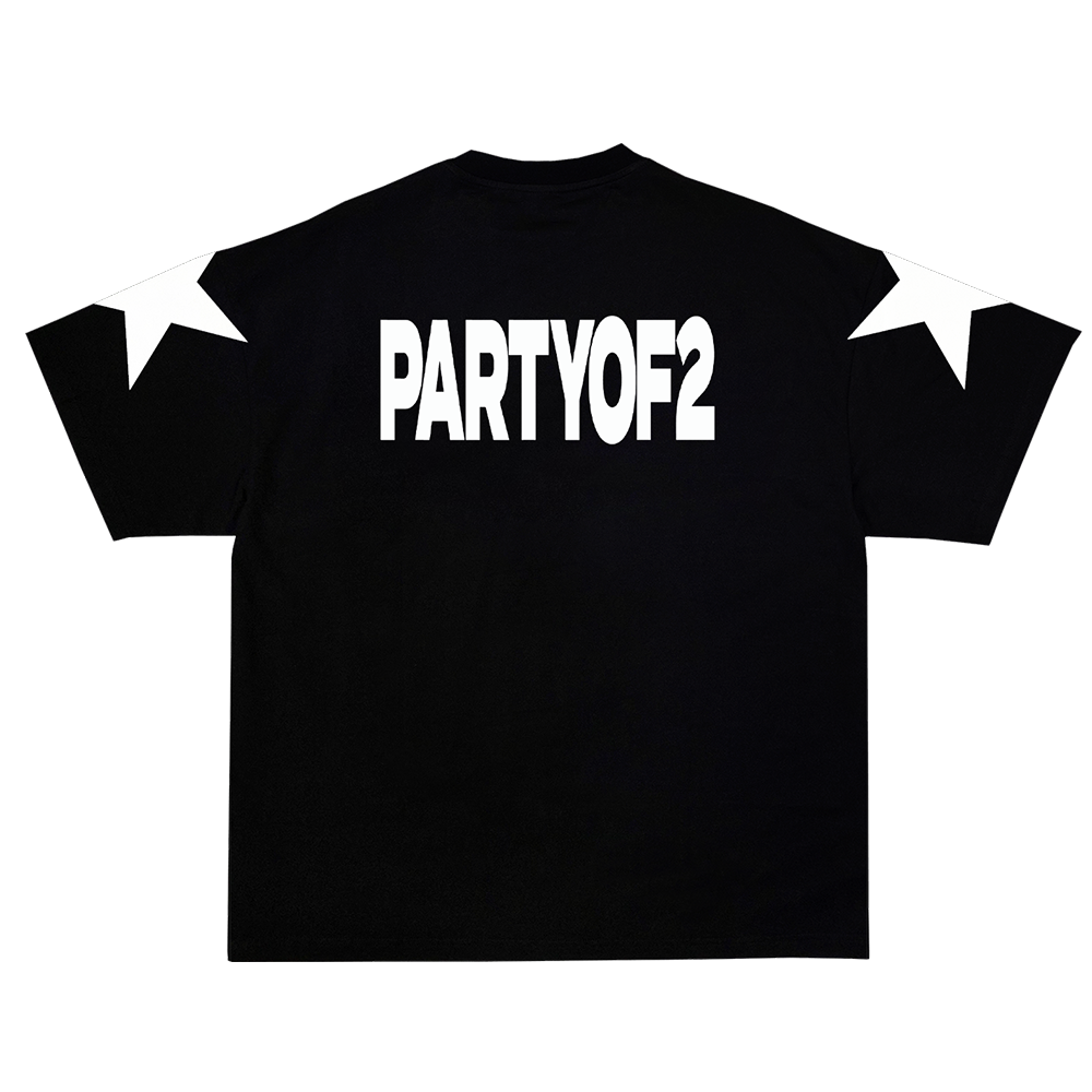 Partyof2 Black T-Shirt Back