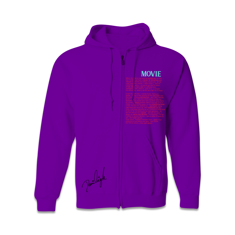 DaniLeigh: Movie Purple Zip Up Hoodie Front