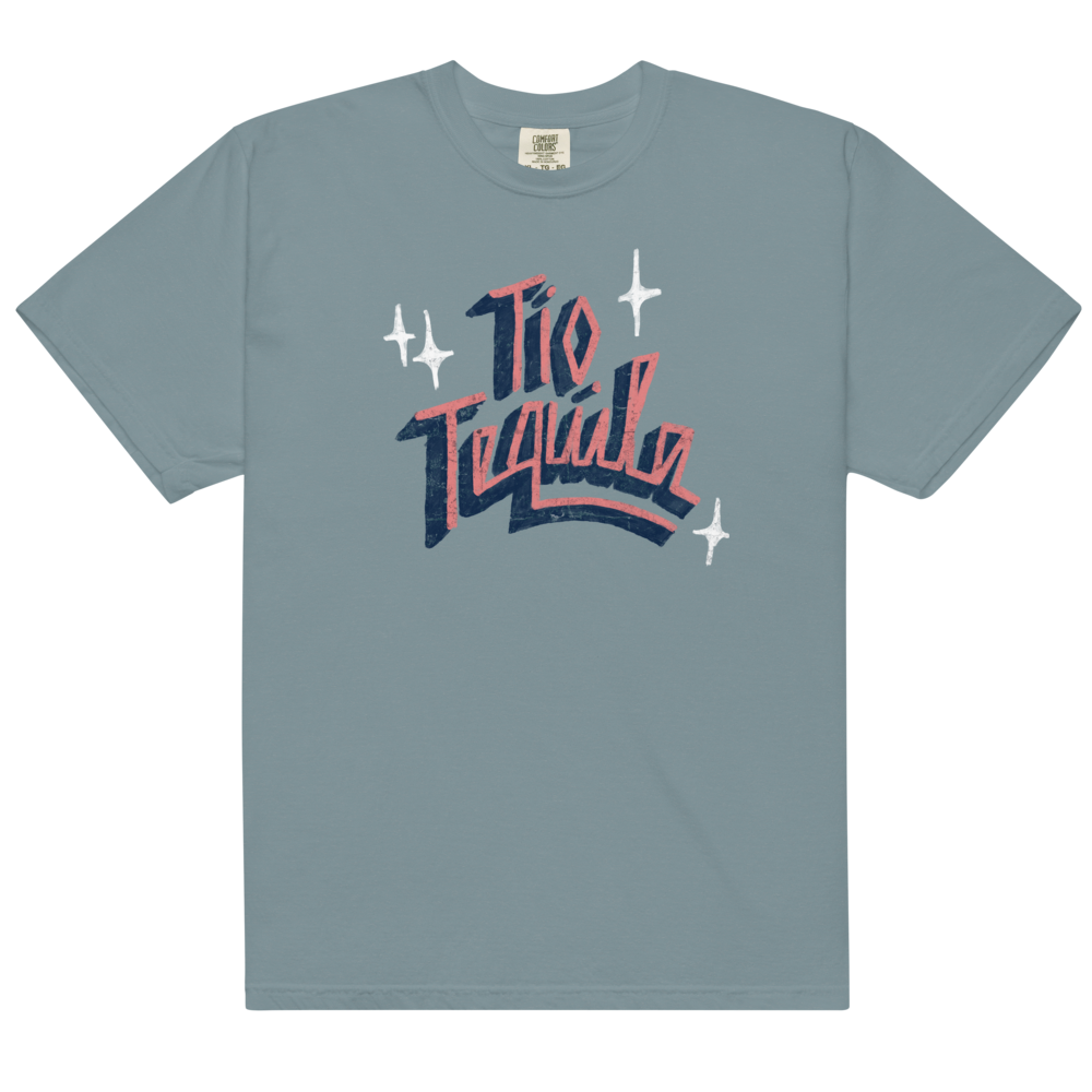 Adekunle Gold: Tio Tequila Black Shirt - Ice Blue