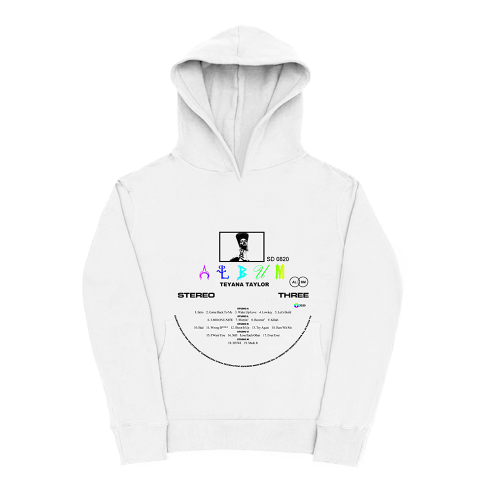 Teyana Taylor: Vinyl Record White Hoodie front